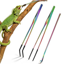 OLIISS Stainless Steel Reptile Feeding Tongs and Spoon Set - 10.6" Straight  Cu