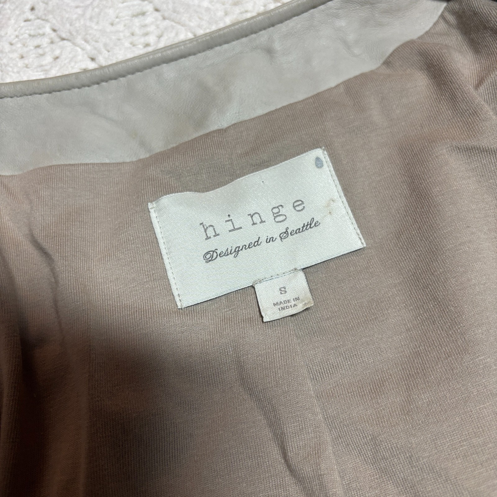 Hinge Leather Jacket Lambskin Tan Solid Collarles… - image 5