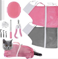 Adjustable Anti-Scratch Cat Grooming Bag 10 PCS Set for Bathing Nail Trimming