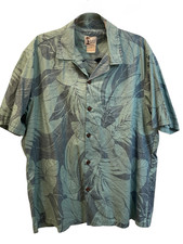 Vintage Aloha Shirt Y NOT Hawaii XL Reverse Print Blue Floral Made in Hawaii