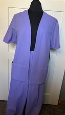VINTAGE NWT 1970 S DEVON PURPLE 2 PC SHORT SLEEVE PANTSUIT WOMENS SZ 14