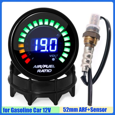 Digital Air Fuel Ratio Smoke Lens AFR Meter 2'' 52mm Car Gauge Oxygen O2 Sensor