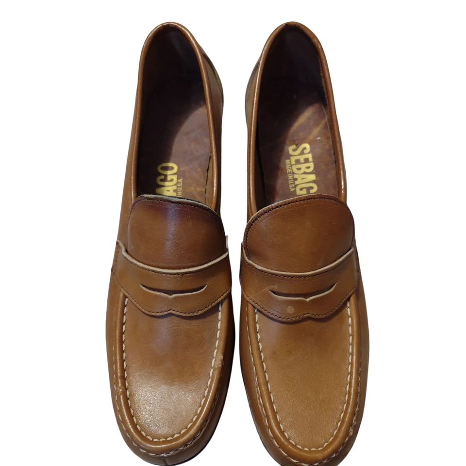 Mocasines Sebago Tacón Penny 11 Clásicos Preppy Gruesos Hechos en la Academia de EE. UU. Foto 2 de 4
