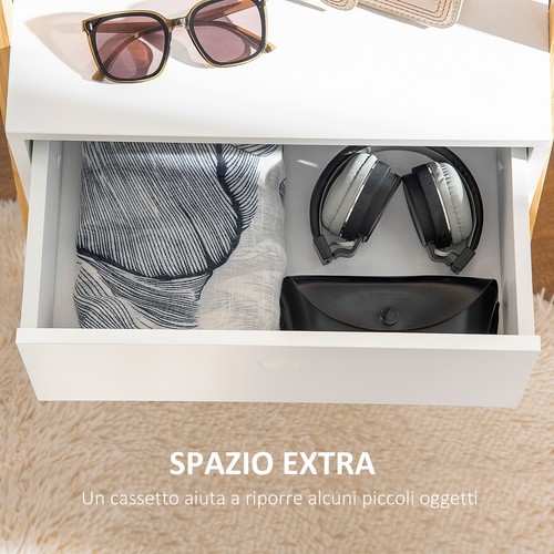 HOMCOM Specchio con Cornice in Bambù e Cassetto in MDF per Camera da Letto - Foto 6 di 10