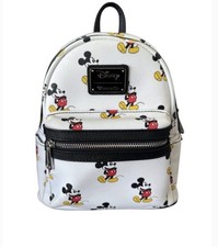 Disney Parks Loungefly Mickey Mouse Print Mini Backpack Purse White Black Rare