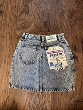 Vintage 80s Womens Denim Skirt Long Stone Wash Size 28 Medium Blue Made USA