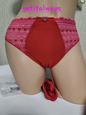 Victorias Secret HighLeg High Rise Coton Heart Lace Inserts  Waist Brief Panty