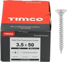 TIMCO BZP PH2 Philips Drywall Screws - 3.5 x 50 - Zinc - Box of 1000