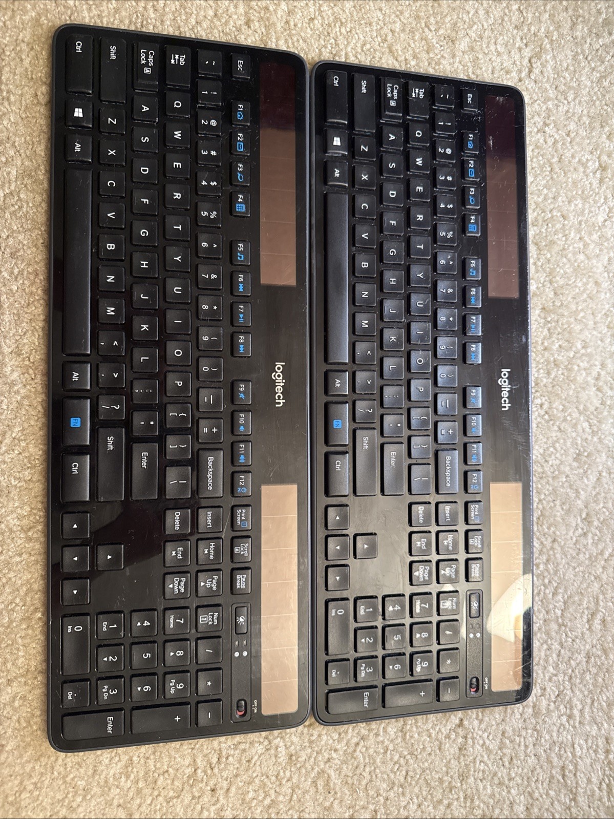 Lot Of 2 Logitech K750 Wireless Solar Keyboard Tested Workin