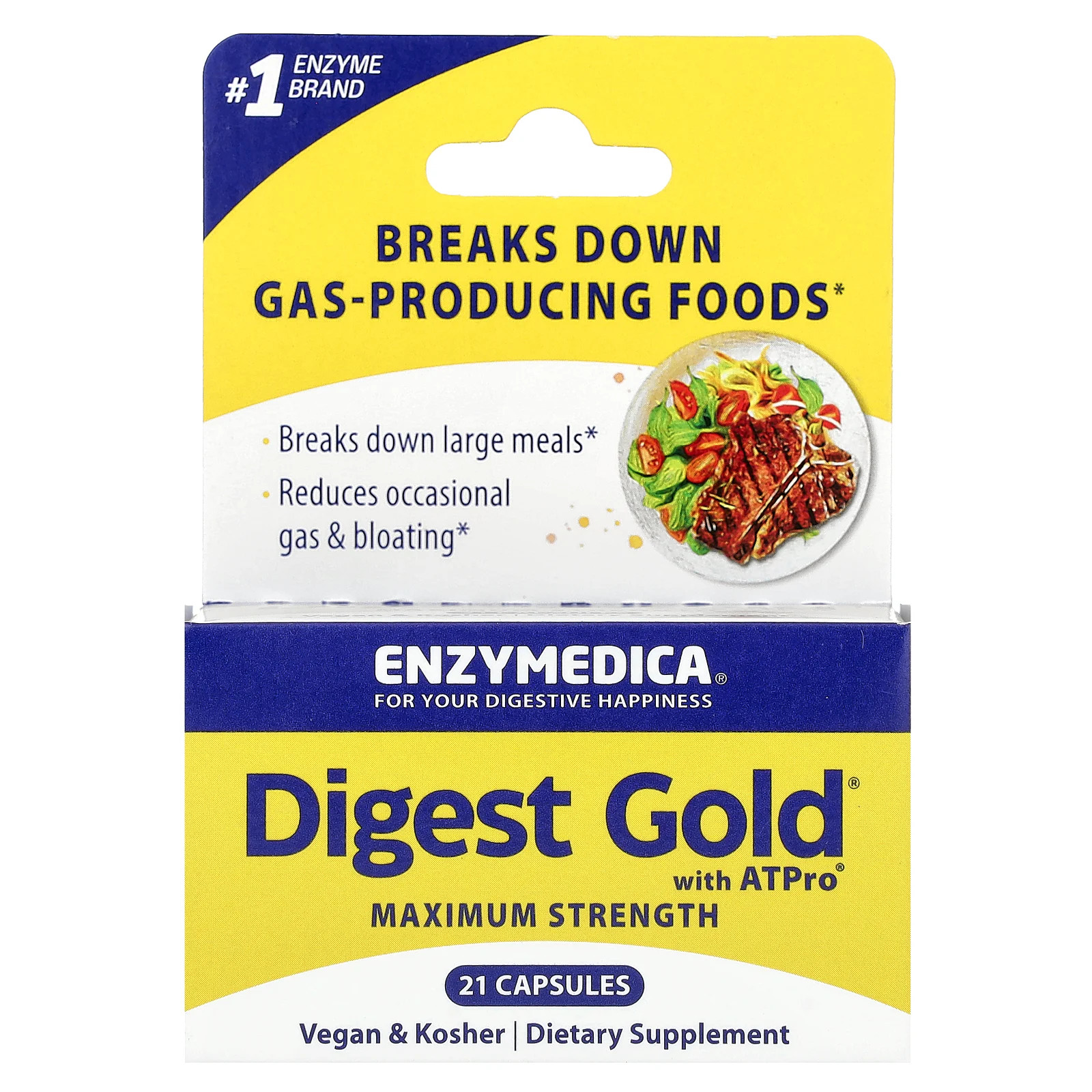 Enzymedica Digest Gold with ATPro 21 Capsules Egg-Free, Casein-Free, Dairy-Free