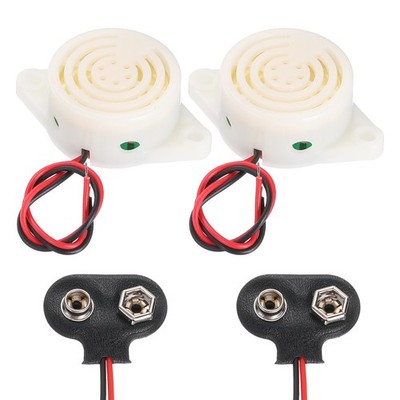 2 Stück 3100Hz elektronischer Summer mit Batterieanschluss, weiß für DIY
