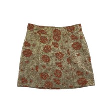 Maeve Anthropologie Brocade Skirt Women's Size 14 Gold Orange Metallic
