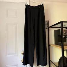 SEZANE black pleated front wide straight leg trousers pants work office casual