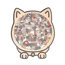 135-Piece MorandiColored Cat Shaped Wooden Jigsaw Puzzle New TL
