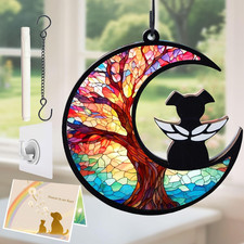 Dog Angel Memorial Suncatcher with Rainbow Bridge Poem Card, Pet Sympathy Gifts