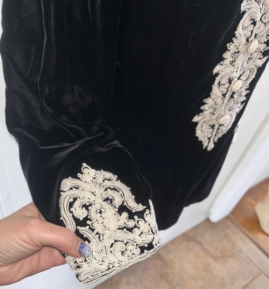Blazer Chaqueta Bolero De Colección Años 80 Oscar De La Renta Saks Negro Terciopelo Adornado 12 Foto 4 de 4