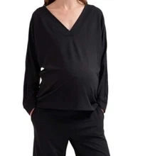HATCH Maternity The Visitor Long Sleeve Tencel Jersey Top Black S
