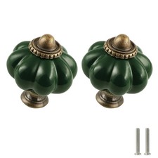 Dark Green Pumpkin Knobs 2 Pack Ceramic Cabinet Knobs Vintage Drawer Pulls - ...