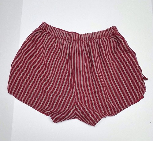 American Eagle Red Striped Cotton Lined Shorts Size S Small Side Cinch Boho Chic - Picture 3 of 7