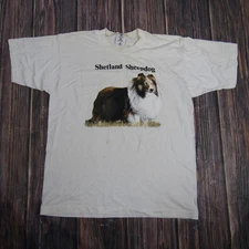 Vintage Shetland Sheepdog Shirt Mens Large Dog Graphic Tee Fruit of the Loom 90s