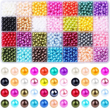 1960PCS Pearl Beads, 6mm 28 Colors Multicolor Loose Pearls for Crafts with Holes
