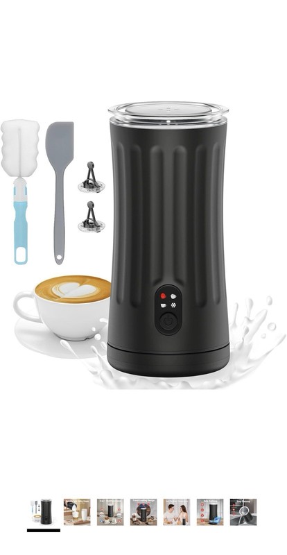 4-in-1 Electric Milk Frother & Warmer Under 10oz Under 500W 120V Black SS