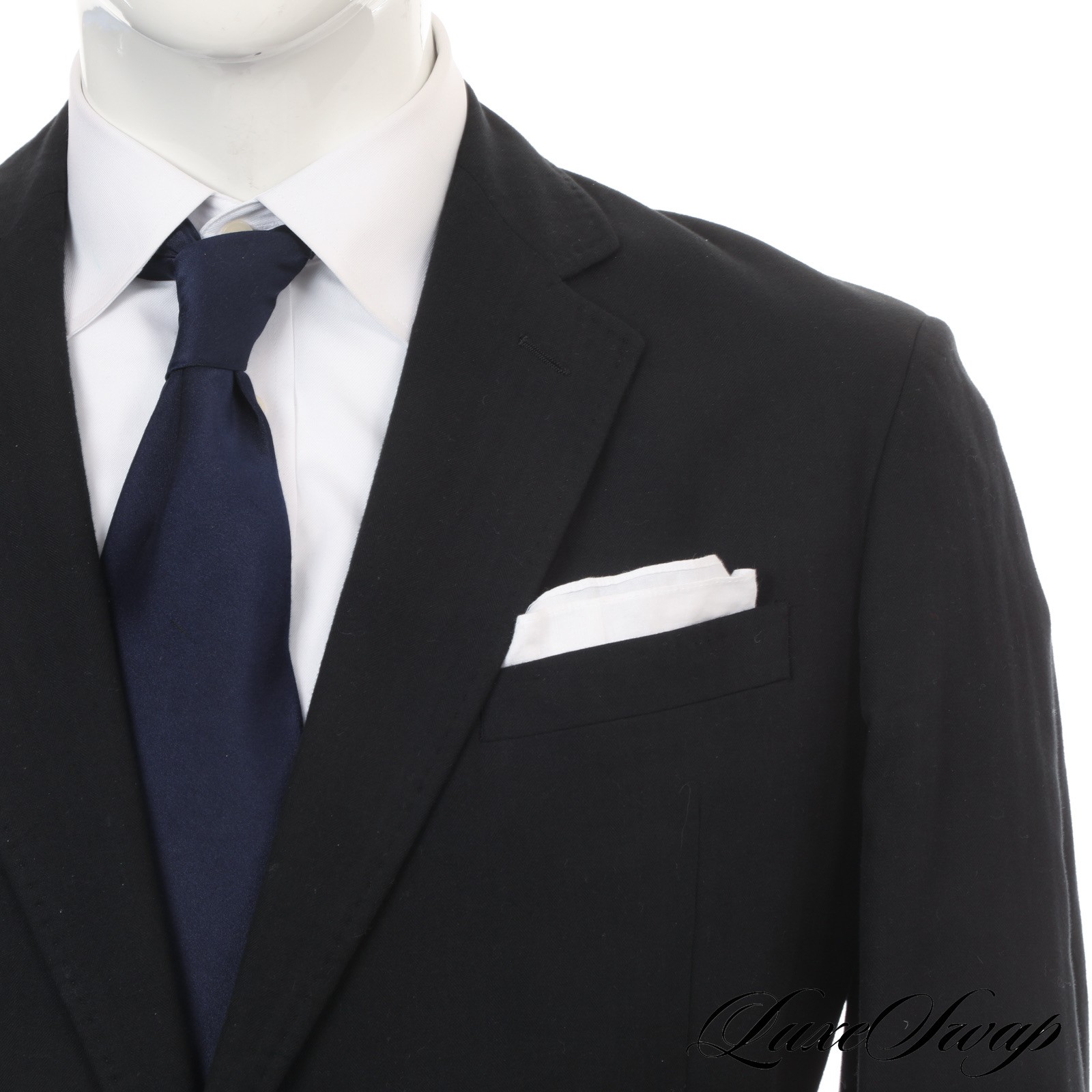 MODERN Armani Collezioni Solid Black Herringbone … - image 1