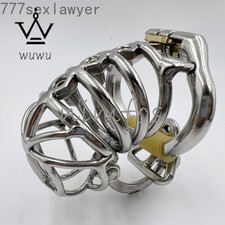 Ergonomic Stainless Steel Male Chastity Cage Device with Spiked Penis Lock Ring
