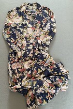 TOAST DRESS SZ 8 KIKU BLUE FLORAL WOMENS POCKETS 51” RUFFLE TIE MUST SEE DETAIL