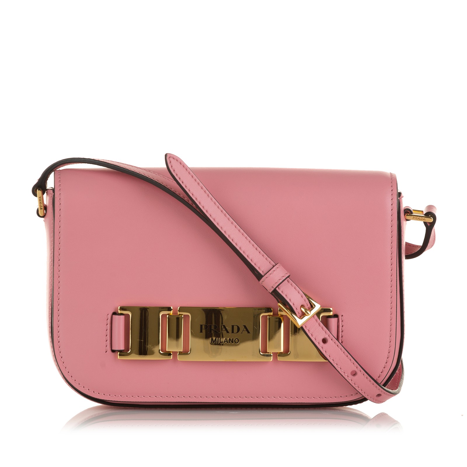 Prada Glace Etiquette Pink Leather Crossbody Bag Authenticated