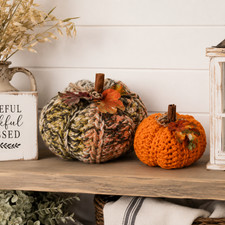 Pumpkins Handmade Crochet Thanksgiving Halloween Fall Country Farmhouse Decor