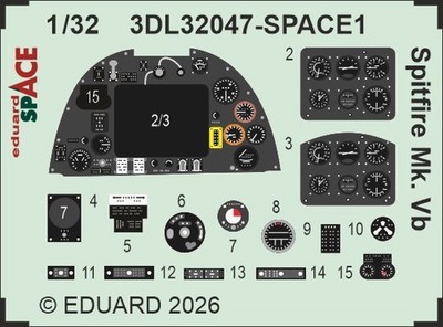 Eduard 1/32 Spitfire Mk.Vb Detail Parts on 3D Decal for Kotare kits
