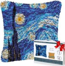 DIY Latch Hook Pillow Kits Starry Sky Patterns Pre-Printed Canvas Pillow Making