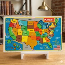Vintage Playskool Puzzle United States Map 1981 Lists States Capitols
