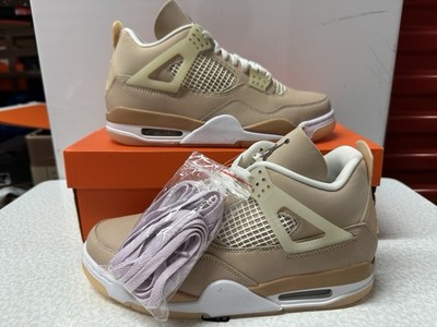 NEW Air Jordan 4 Retro OG Shimmer Tan White DJ0675-200 Women's Sz 9.5/ men Sz 8