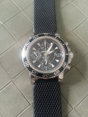 MONTBLANC SPORT CHRONOGRAPH Ref. 7034 Automatik 41mm selten blaues Ziffernblatt