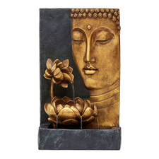 30 In. Indoor/Outdoor Buddha Face Water Tiered Fountain with LED Light and Pump