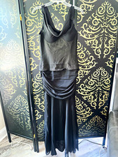 Fashion Nova Love Language Ruched Maxi Dress Cowl Neck Sleeveless Black S