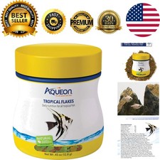 Aqueon Tropical Flakes 0.45oz - All-Natural Fish Food for Vibrant Colors