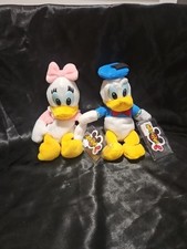 Disney Store Mini Bean Bag Donald  Daisy Duck Plush Set Discontinued NWTP