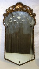 Antique Vtg Ornate Mirror NURRE MAESTRO ETCHED Venetian Shell Gilded Victorian