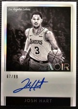 JOSH HART 2018-19 Panini Noir Basketball On Card Auto 67/99 Los Angeles Lakers 