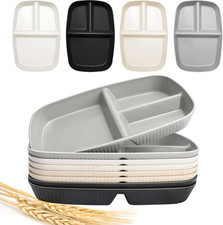 Divided Plate for Adults, 8 Pcs 10.5 Inch Unbreakable Wheat Straw Plates with