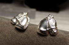 VTG STERLING SILVER PRESSED HORSE HEAD EQUESTRIAN PETITE POST PIERCE EARRINGS
