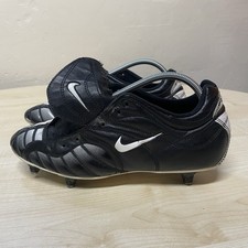 Vintage Nike Air Zoom Total 90 Football Boots Studs UK 10 Black White Leather