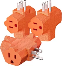 K KASONIC - 3-Outlet Grounding Adapter, [UL Listed] Plug Extender, Orange 