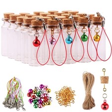 MaxMau 25pcs Small Glass Bottles with Cork Stoppers DIY Art Craft Storage 10ml M
