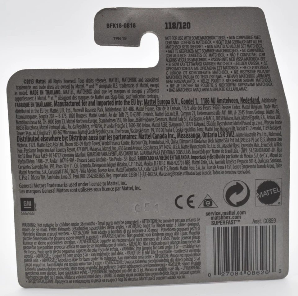 Matchbox Chevy Silverado 1500 118/120 2014 Superfast scheda corta - Immagine 2 di 2