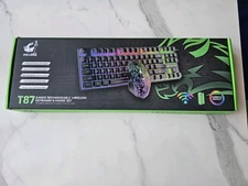 Wireless Gaming Keyboard and Mouse Rainbow LED 87 Key for PC MAC OS 