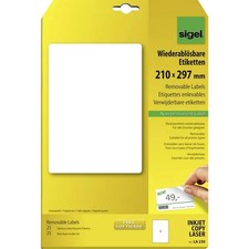Sigel LA230 Universal Label 210 x 297 mm White Paper 25 pcs. Detachable S